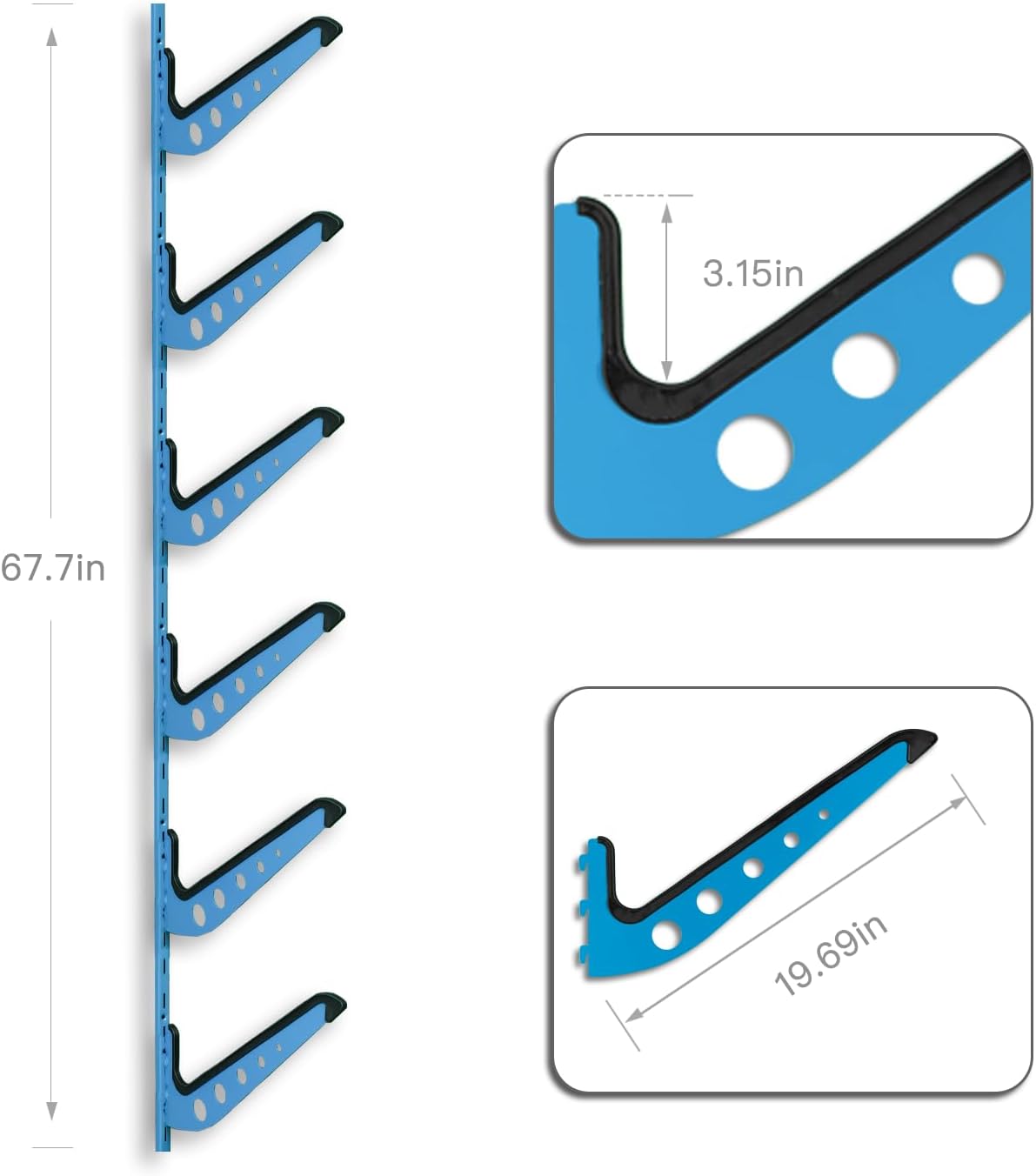 Snowboard Wall Mount, Adjustable 5/6 Board Surfboard Rack, Surfboard Wall Hangers for Surfboard, Wakeboard, and Snowboard Storage at Home or Garage