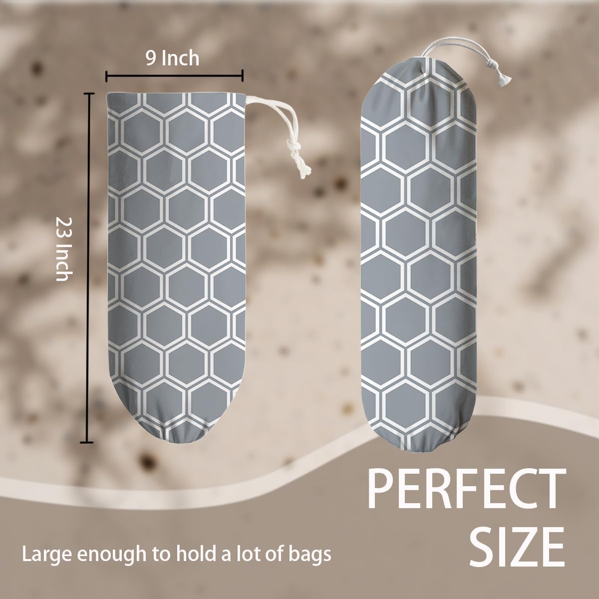 Honeycomb Plastic Bag Holder, Wall Mount Reusable Grocery Bags Holder, Washable Shopping Bags Carrierfor Home Kitchen Pantry Car, Kitchen Pattern Garbage Bag 53