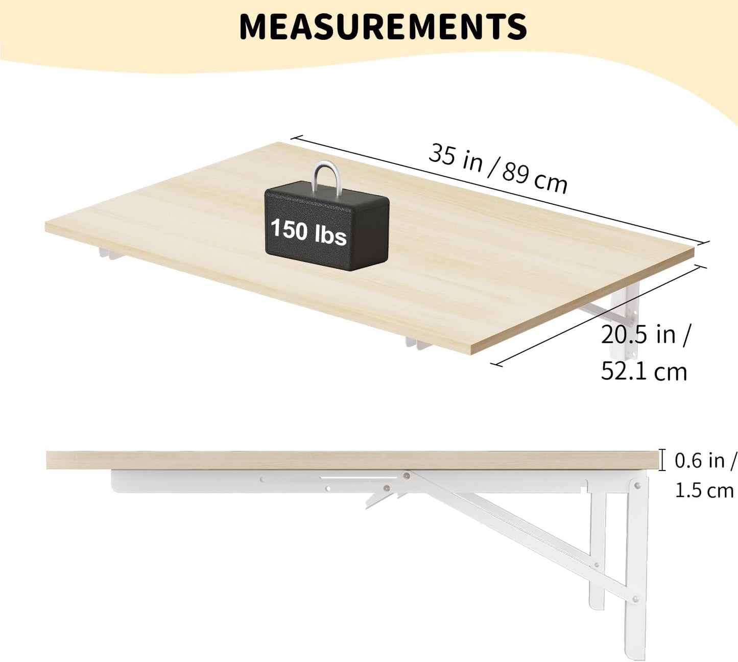 GOYLSER Fold Wall Mounted Table Folding Worktable, Addition to Garage/Home Office/Laundry Room/Home Bar/Kitchen & Dining Room