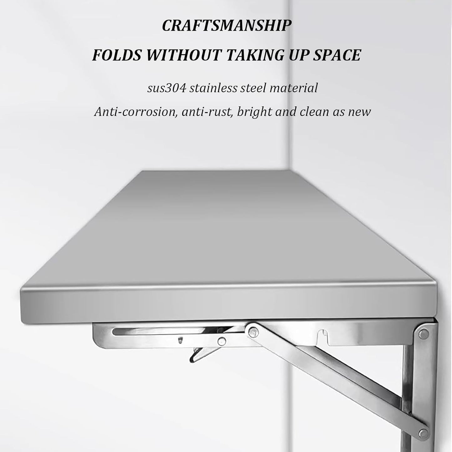 Stainless Steel Folding Wall Shelf,Stainless Steel Wall Mount Folding Table, Wall-Mounted Folding Table,for Laundry Room,Kitchen, Restaurant,Folding Design,Space Saving. (Size : L60*W30cm)