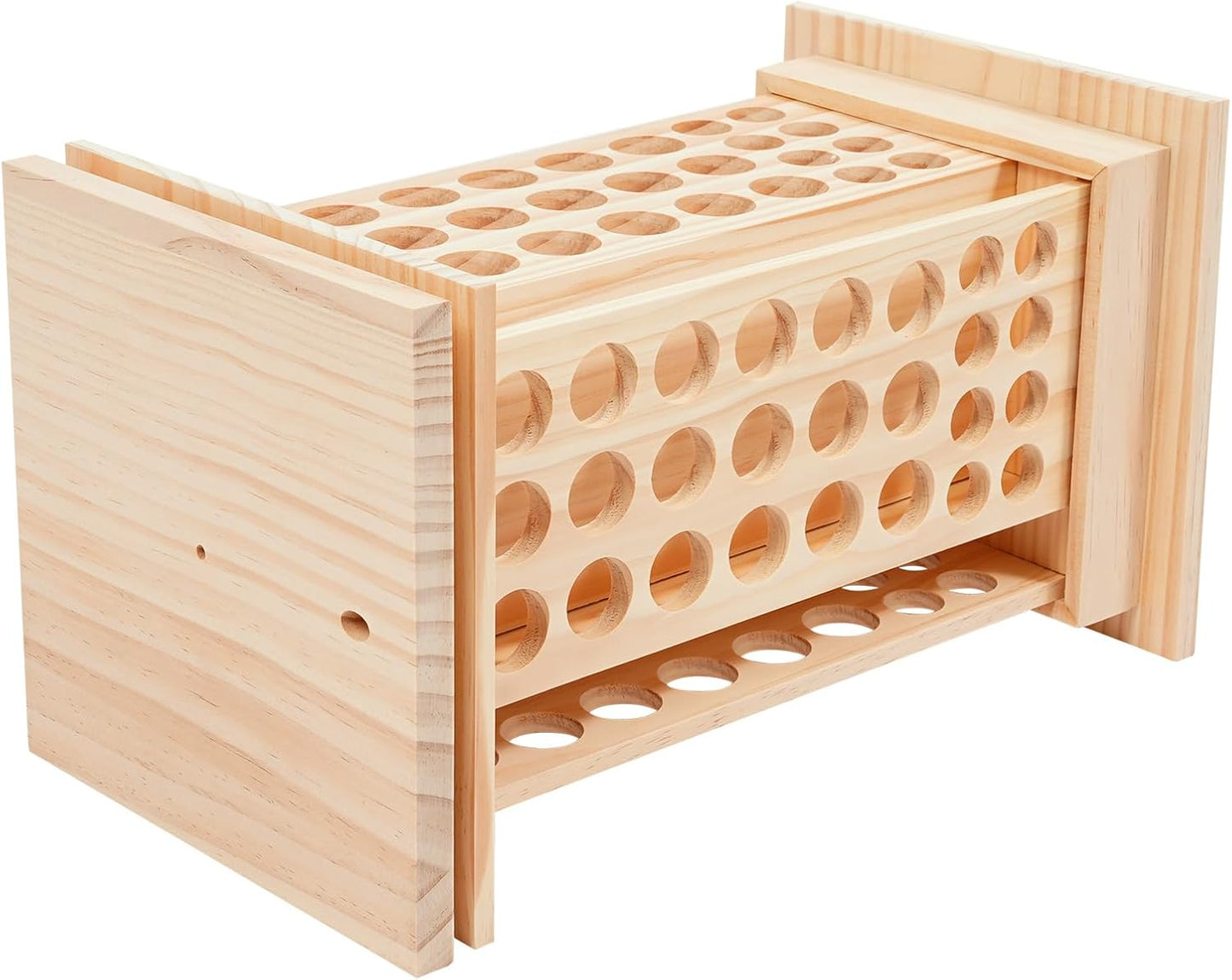 125-Slot Wooden Essential Oil Display Rack, Rotating 360° Organizer for 0.5oz/0.17oz Bottles, Lipsticks, Nail Polish, Vertical Space-Saving Countertop Holder for Home, Spa, Salon, 9.25*16.14in