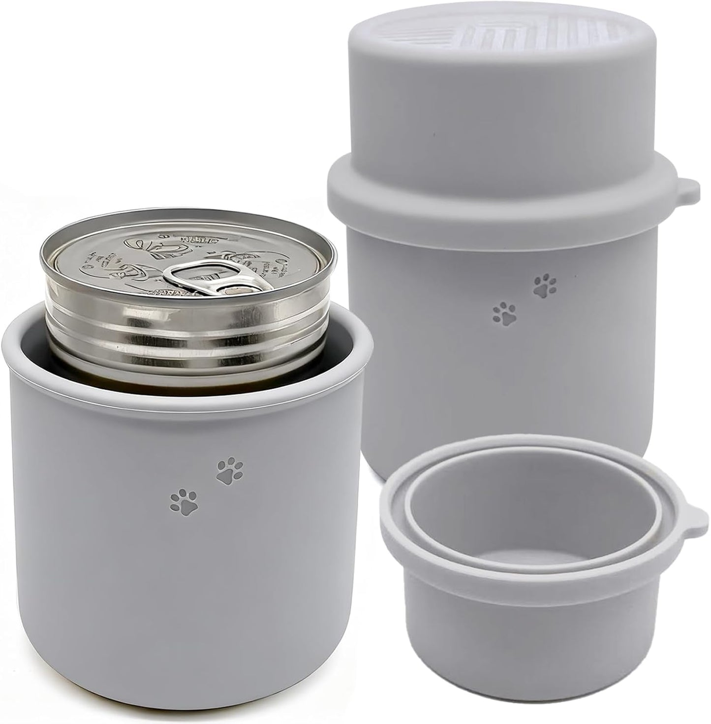 Original Canned Dog Food Storage Container | Silicone Can Cover Pet Food Sealer | BPA Free, Airtight, Dishwasher & Freezer Safe (2 Pcs Grey)