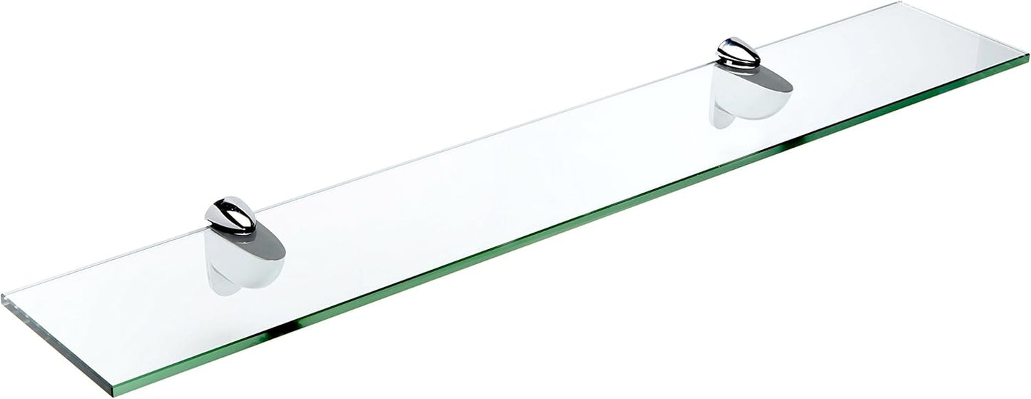 Spancraft Glass H-6x12-Chrome Heron Glass Shelf, Chrome, 6" x 12"