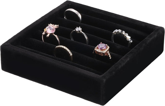 uxcell Stackable Jewelry Storage Tray, Jewelry Tray Drawer Organizer, Small Display Box for Earrings, Necklaces, Rings and Bracelets, Black