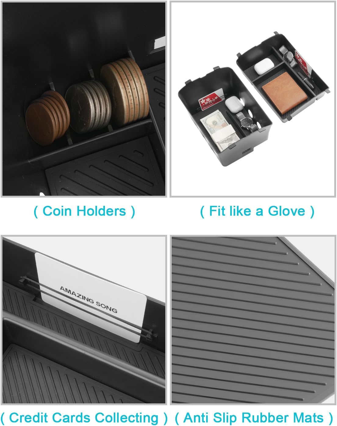 CDEFG 2Pcs for 2026 Hyundai Palisade Center Console Organizer for 2026 Hyundai Palisade Accessories Middle Console Double Organizers Armrest Storage Box(Only for 7-Seats w/Split Armrest Lid)