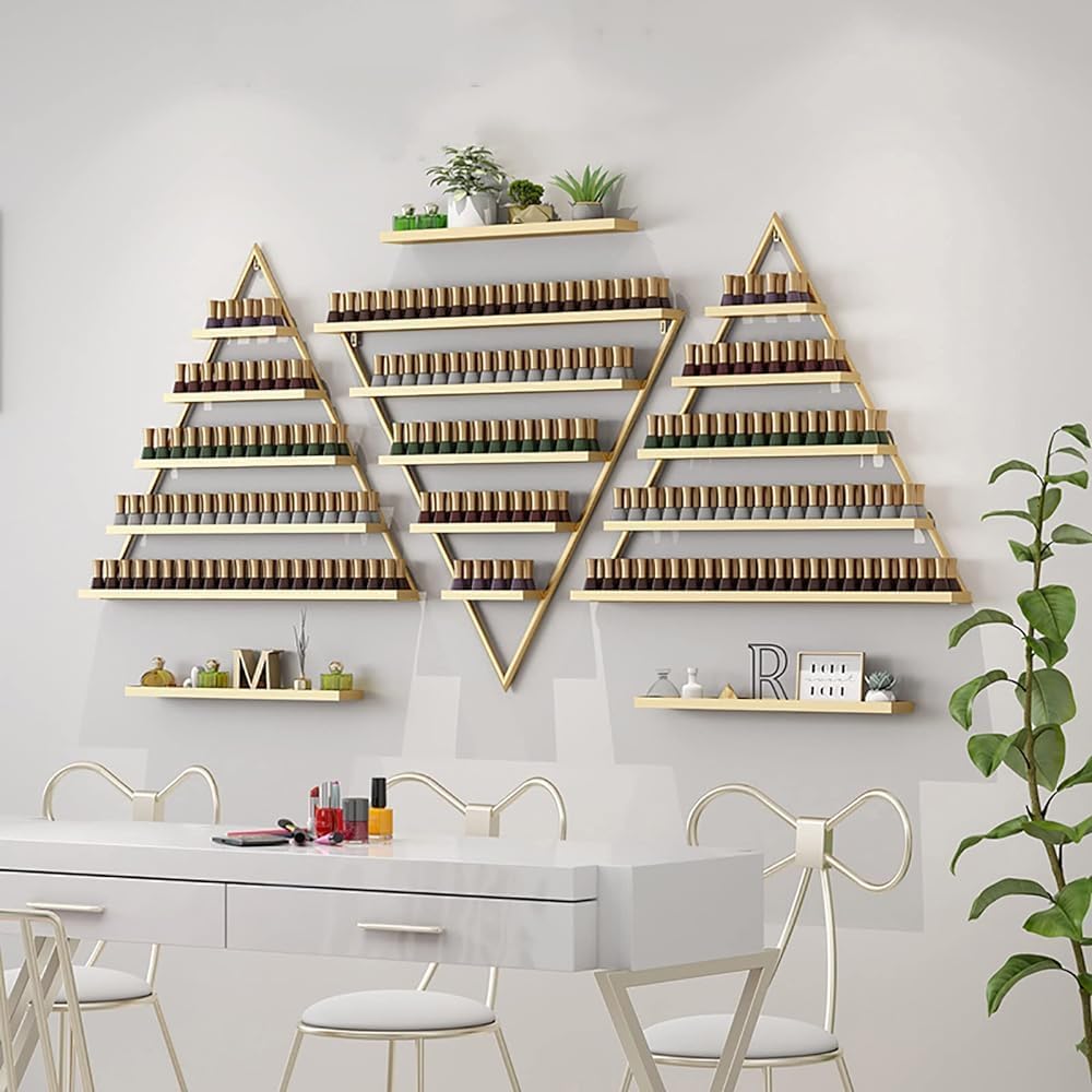 Wall Mounted Shelf Nail Polish Bottle Display Rack, Triangular Essential Oil Perfume Storage Rack, Multifunctional Hanging Salon/Beauty/Nail Shop Organizer Perfume Holder(Size:8,Color:Black)