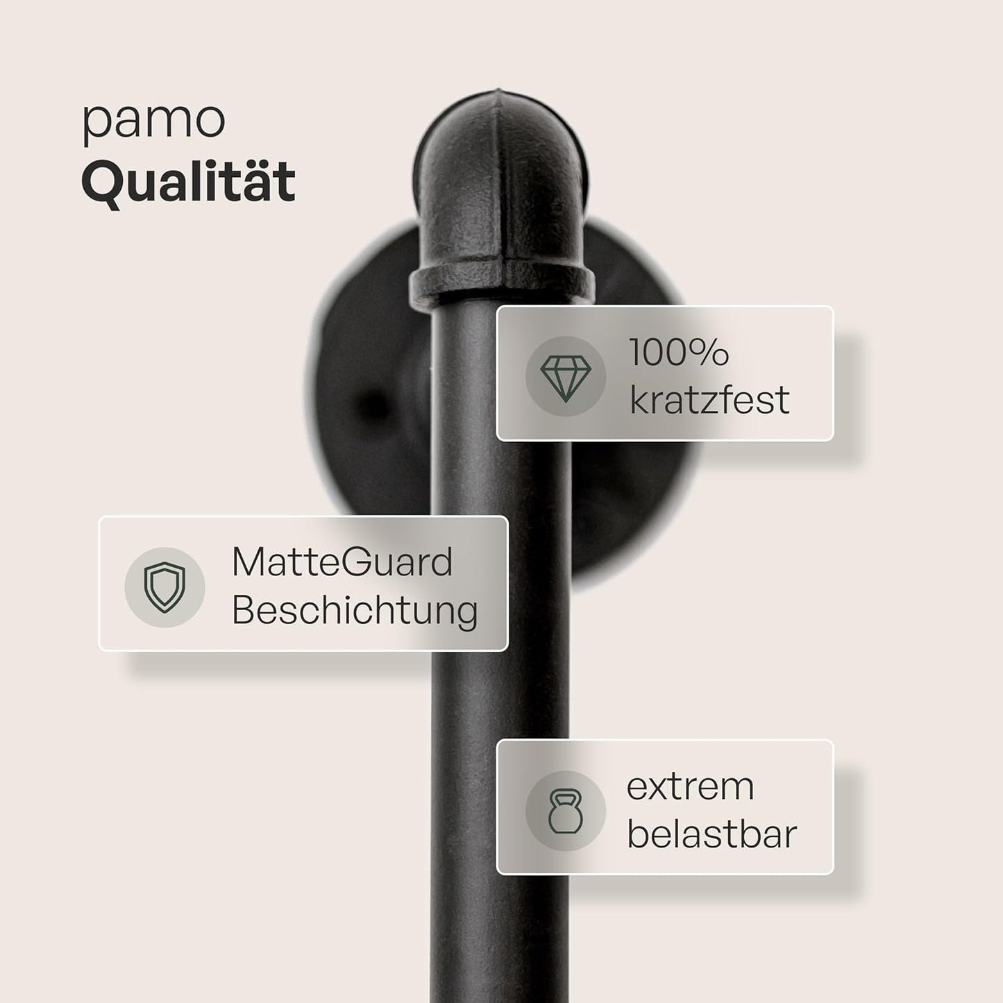 pamo Industrial Design garment rack - LAS EDGE 2.5 Black - freestanding Coat Rack for Walk-In Wardrobe Wall I Clothes Rack Made of Black Sturdy Pipes freestanding from Water Pipe