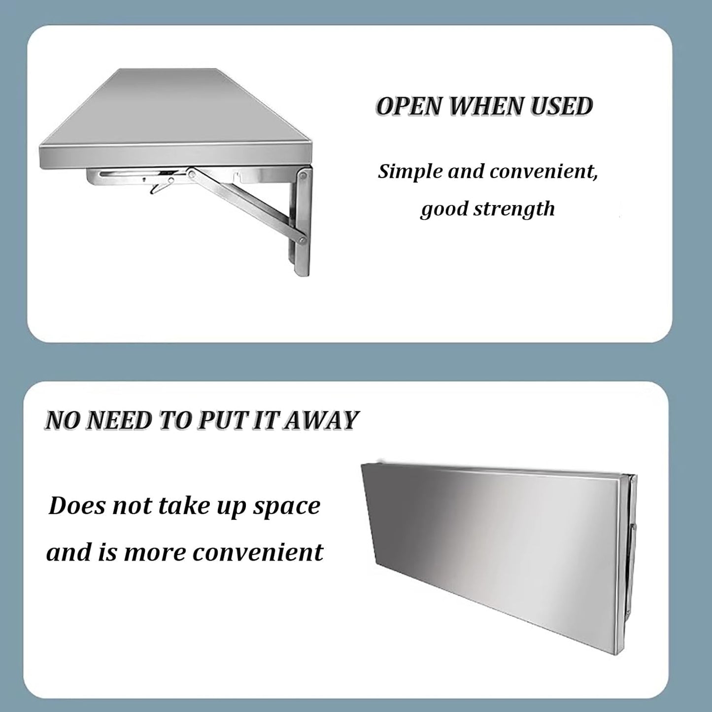Stainless Steel Folding Wall Shelf,Stainless Steel Wall Mount Folding Table, Wall-Mounted Folding Table,for Laundry Room,Kitchen, Restaurant,Folding Design,Space Saving. (Size : L120*W30cm)