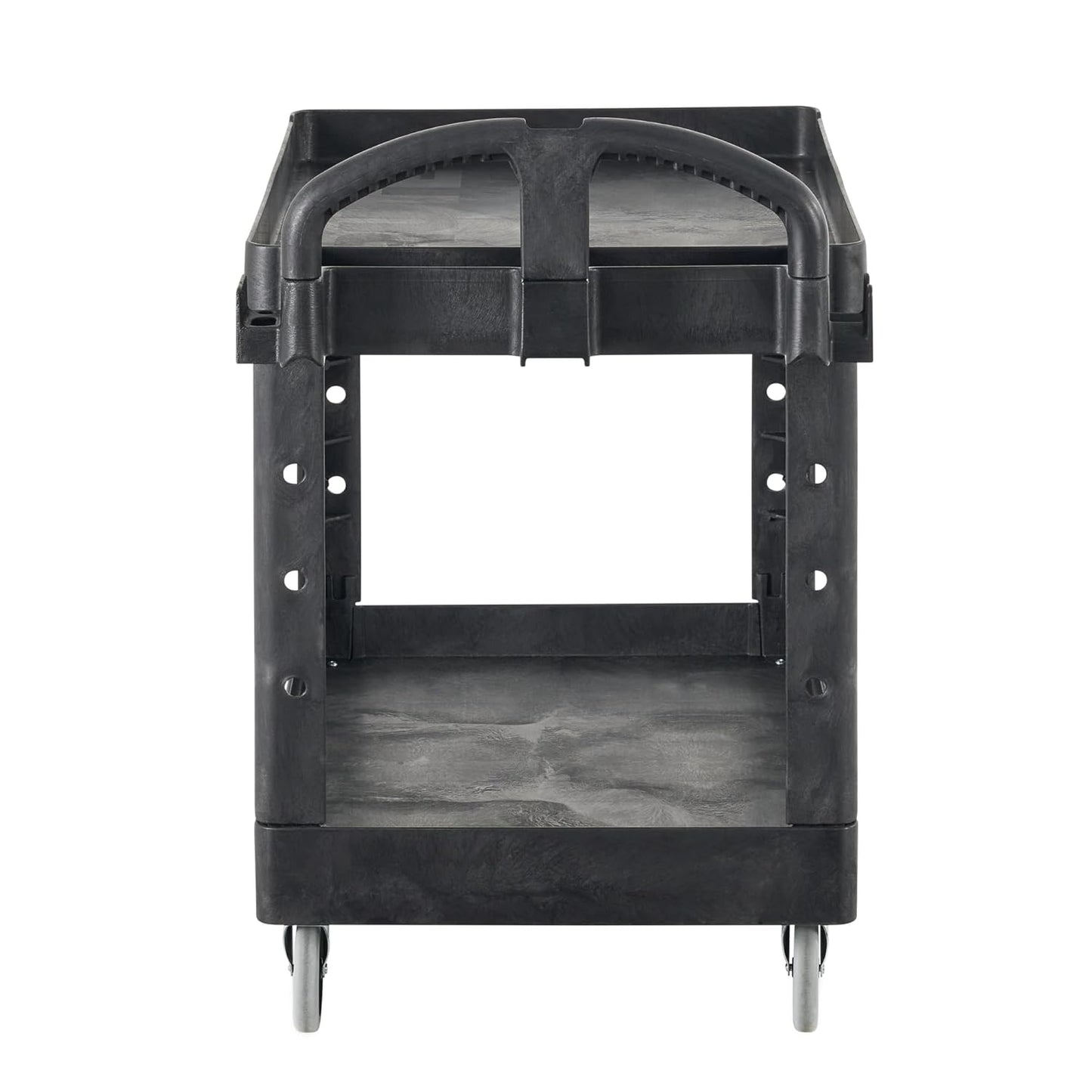 Rubbermaid Commercial Products 2-Shelf Utility/Service Cart, Medium, Black, Lipped Shelves, Ergonomic Handle, 500 Lbs Capacity, forfor Warehouse/Garage/Cleaning/Manufacturing