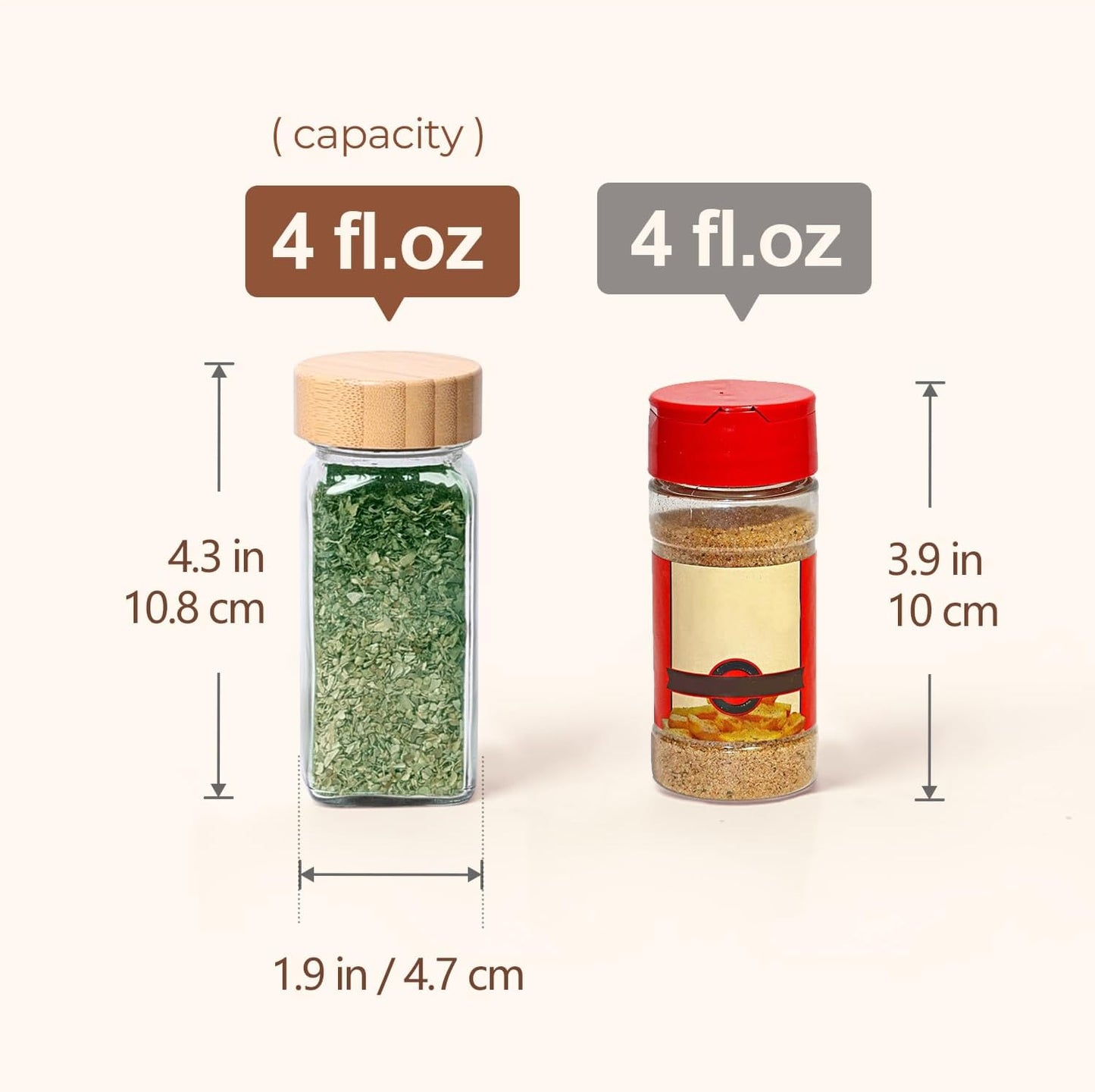 ComSaf Spice Jars with Label 4 oz 24Pcs, Glass Spice Jars with 6 Extra Shaker Inserts and 93 Labels, Seasoning Set with Bamboo Lids and Metal Funnel, Square Containers for Organization, Salt, Pepper
