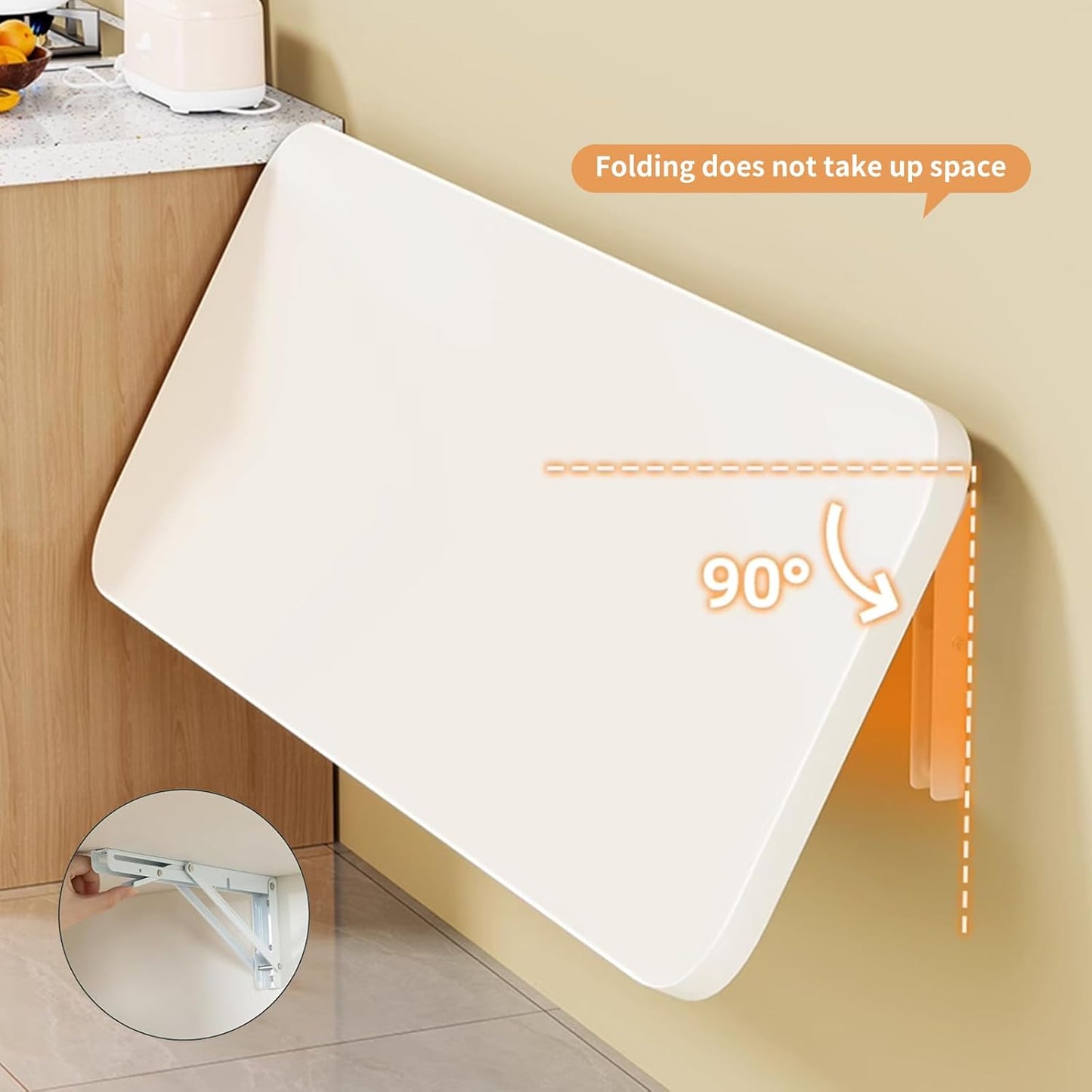 Wall Mounted Folding Wood Table, Folding Table with Heavy Duty Metal for Laundry Collapsible Shelf Brackets, Wall Mounted Desk Fold Down for Small Spaces Black 100 * 50cm/39.3”*19.7”