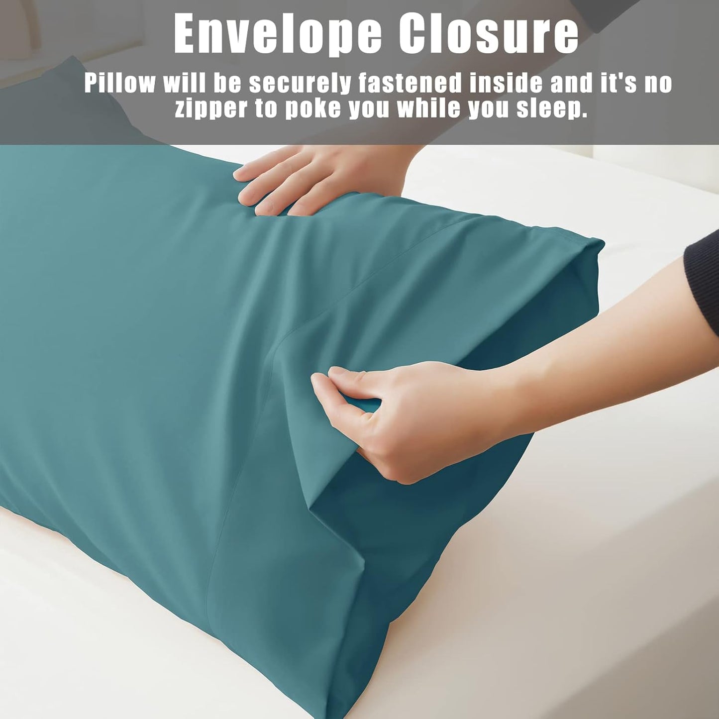 Teal Pillow Cases King Size 2 Pack, Bamboo Rayon Cooling Pillowcases with Envelope Closure, Cool Breathable Pillow Case for Hot Sleepers & Night Sweats, 20x40 inches