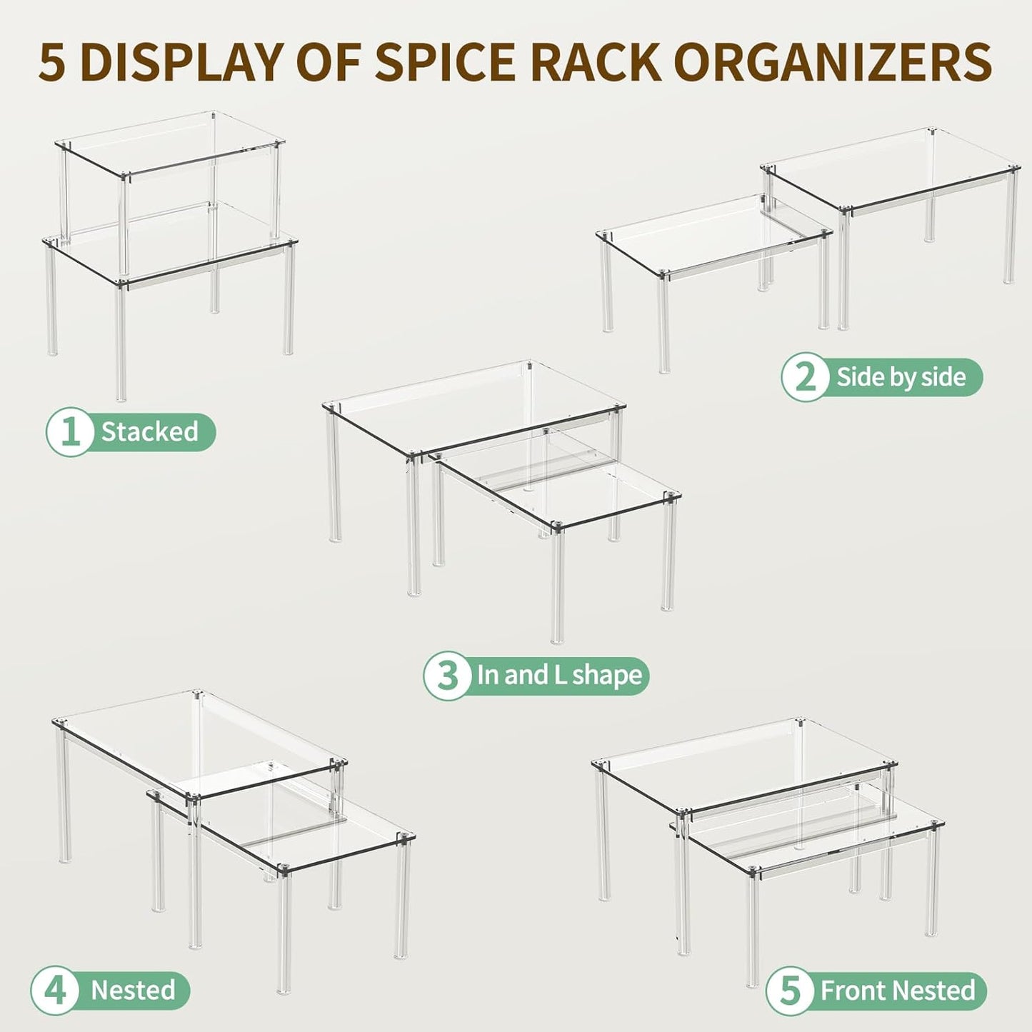 2Pack Acrylic Cabinet Organizer, Clear Cabinet Organizer Shelf, Spice Rack Organizer for Cabinet for Dishes, Spices, Soda Cans and Bottles, Stackable Shelves House Essentials for Gift