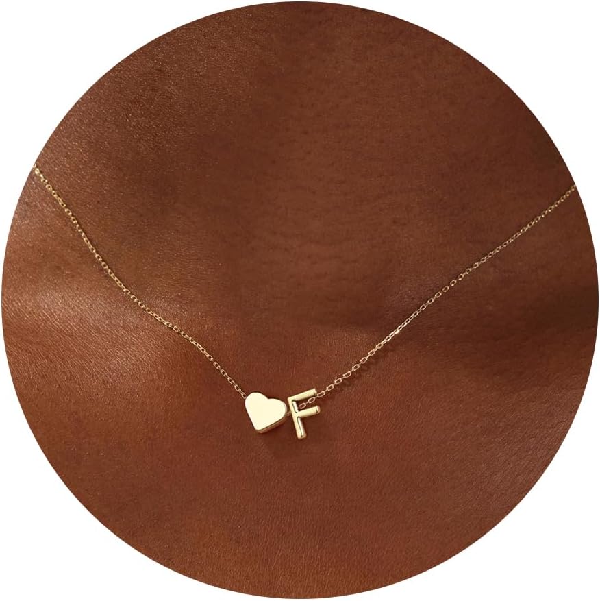 Turandoss Christmas Gifts for Grandkids - Dainty 18K Gold Plated Tiny Heart Initial A-Z Letter Pendant Necklace Stocking Stuffers for Teen Girls Jewelry