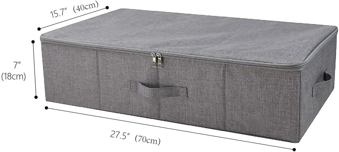 iwill CREATE PRO Folding Washable Rigid Underbed Storage Boxes with Zip Lid for Garment, Clothing, Blankets for Bedroom, College Dormroom, Wardrobe, Shelf Baskets, Pack of 3, Black Gray