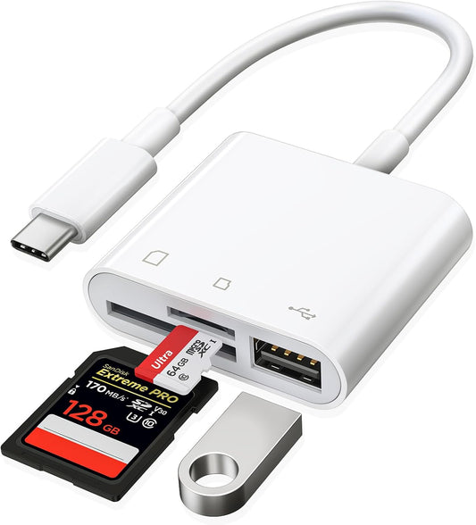RayCue USB-C SD Card Reader - Type-C to SD/MicroSD Card Reader for iPhone 15/iPad/Mac/Laptop, iMac/iPad Pro/Air/Mini, MacBook Pro/Air, Galaxy
