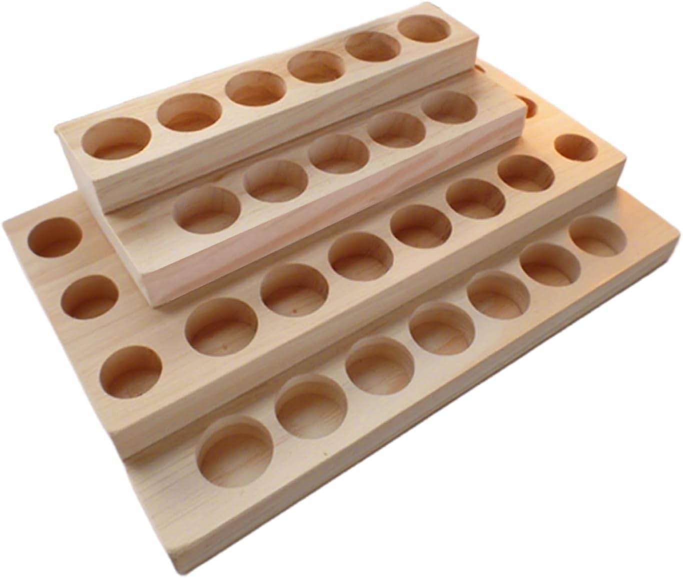 4 Tier Wooden Essential Oil Organizer Essential Oil Holder 30-Bottle Solid Wood Essential Oil Rack Body Oil Display for Essential Oils Stand Tabletop Organizer Storage Rack for 5-20ml Bottles