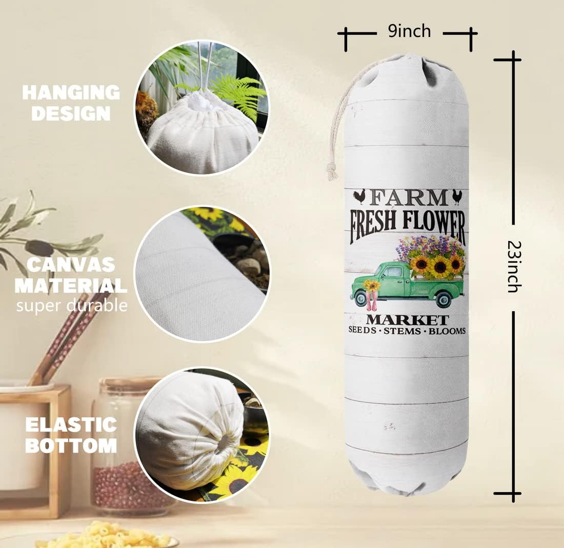 Grocery Bag Holder Organizer, Wall Mount Storage Container Dispenser - Farmhouse Kitchen Gifts for Mom, Housewarming, Family, Friends, Women, Grandma