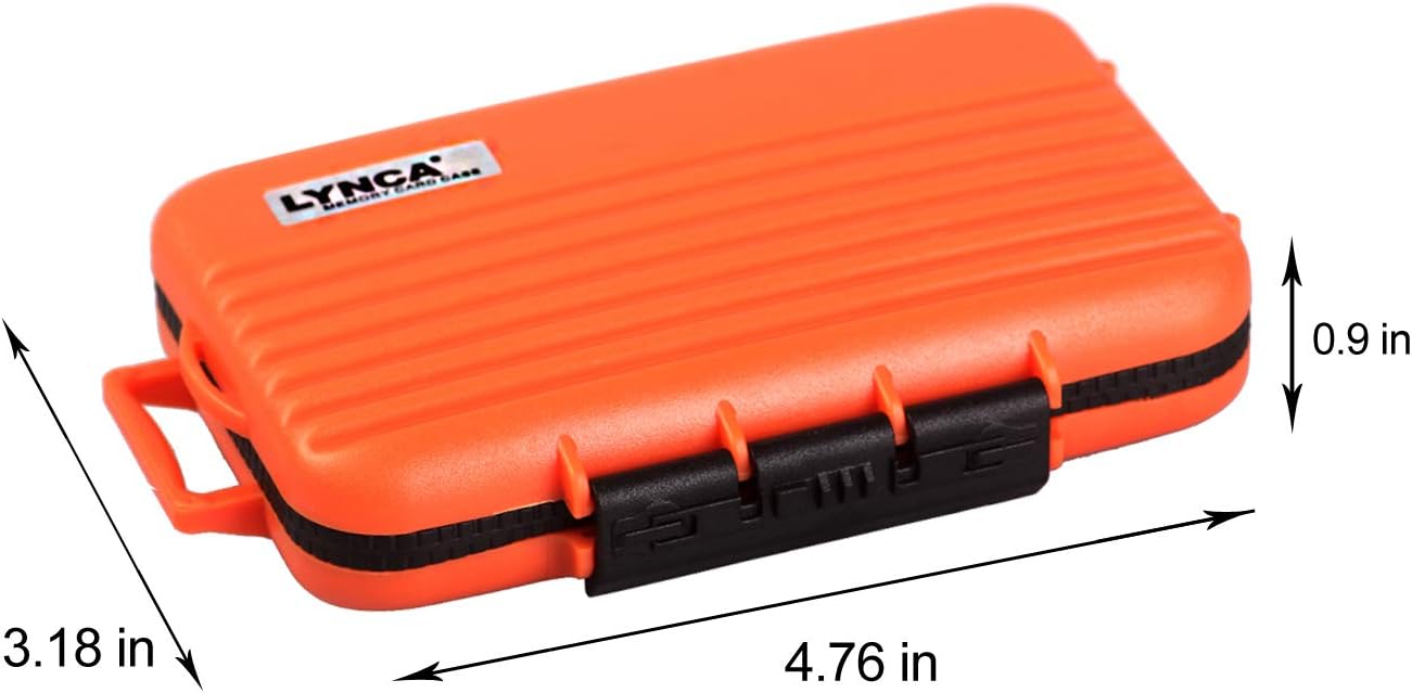 LYNCA Memory Card Case Holder, Memory Card Hard Protector Case Professional Water-Resistant Anti-Shock Compact Camera Card Hard Storage Box for 8 SD Cards 4 CF Cards 12 Micro SD/TF Cards (Orange)