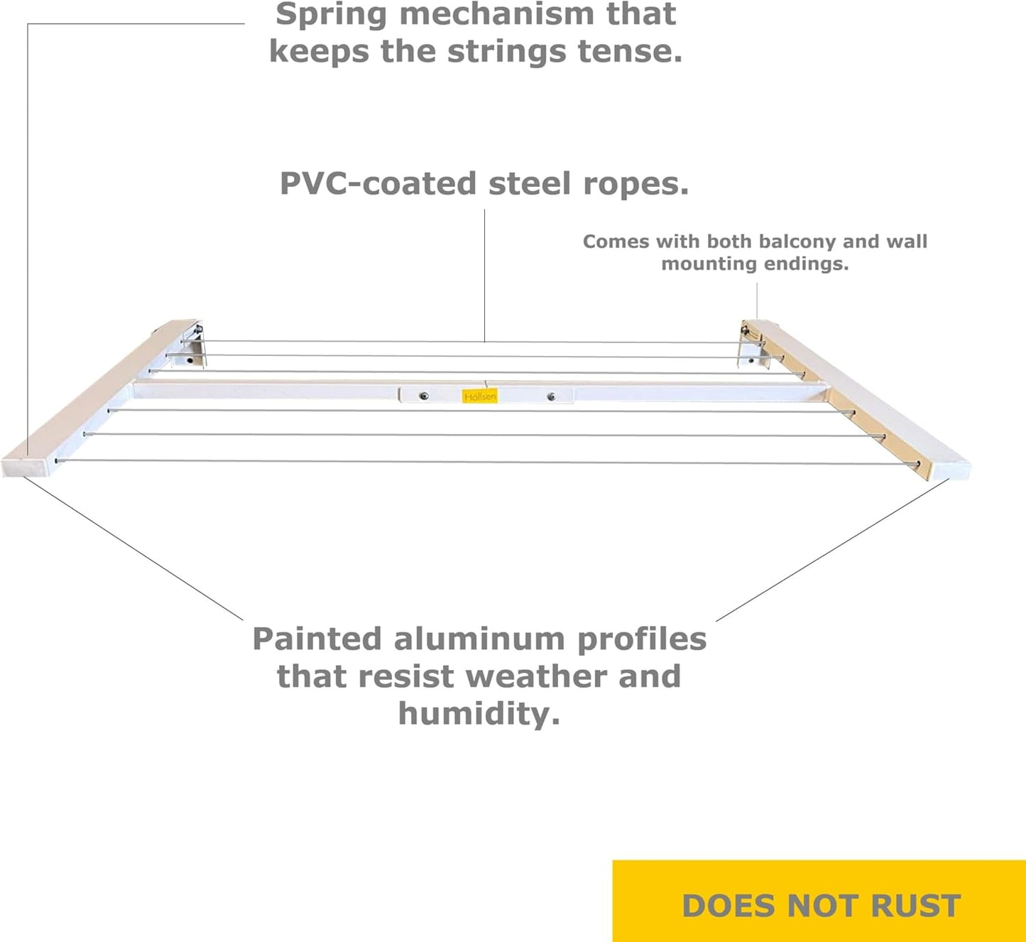 2 in 1 Balcony and Wall Mounted Drying Rack – Aluminum Clothesline for Outdoor Use – Space-Saving Laundry Solution for Small Apartments (47,24" x 20,47")