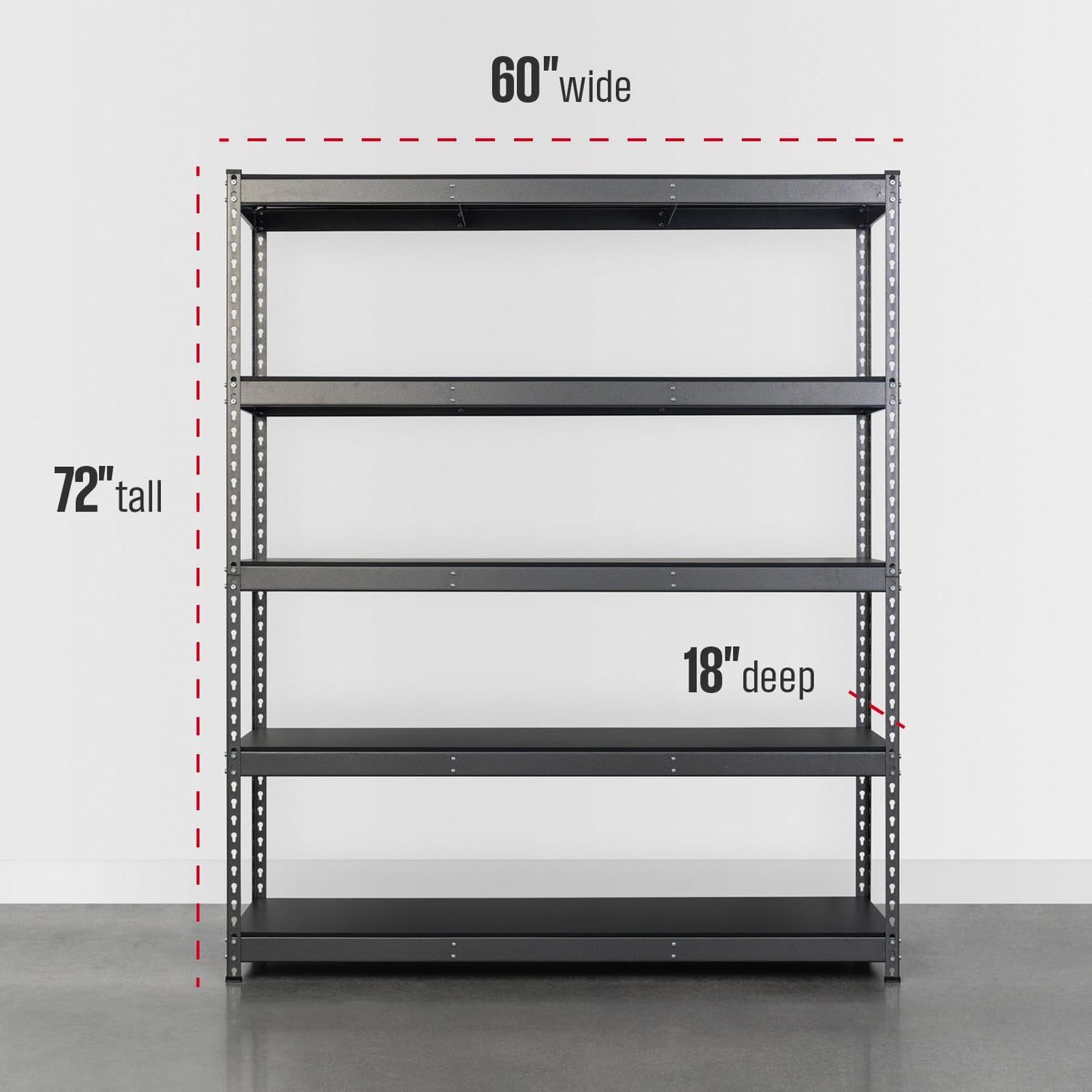 SafeRacks Modular Garage Shelving - 5 Tier Storage Shelves, Tall Metal Rack Shelves for Storage, Heavy Duty Steel Shelf Organizer for Garage, Or Kitchen Pantry (Hammertone, 18 x 60 x 72)