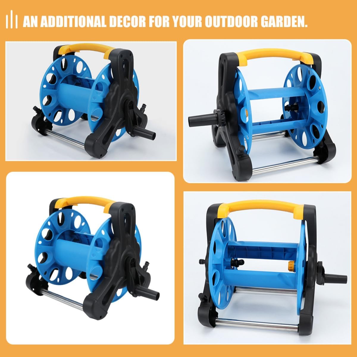 Freestanding Garden Hose Reel PP Material Water Hose Holder Organizer for Lawn and Garage