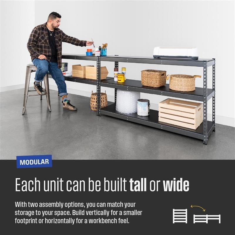 SafeRacks Modular Garage Shelving - 5 Tier Storage Shelves, Tall Metal Rack Shelves for Storage, Heavy Duty Steel Shelf Organizer for Garage, Or Kitchen Pantry (Hammertone, 18 x 48 x 72)