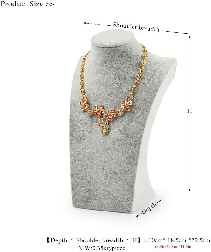 Oirlv Velvet 3-Dimensional Jewelry Stand Necklace Pendant Chain Jewelry Bust Display Holder/necklace bust (H:11.42")