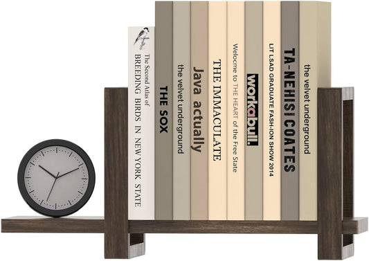 Adjustable Desktop Bookshelf, Retro Tabletop Bookshelf, Desk Shelf for Top of Desk in Living Room, Home, Office, Perfect for Magazine, Books, Cookbooks, No Tools Required to Assemble, Dark Brown
