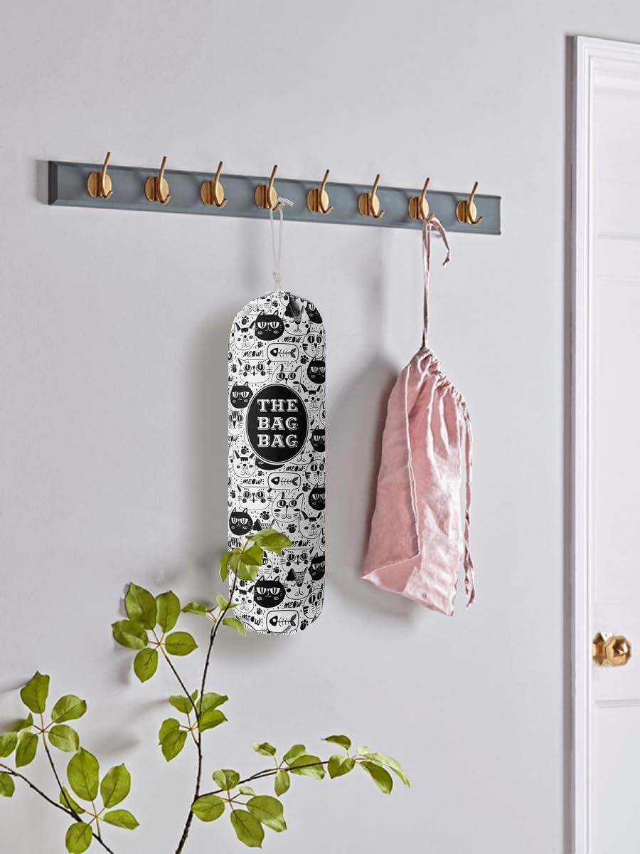 Grocery Bags Holder Organizer - Wall Mount Plastic Bags Storage Container Dispensers, Pet Lovers Home Kitchen Essentials