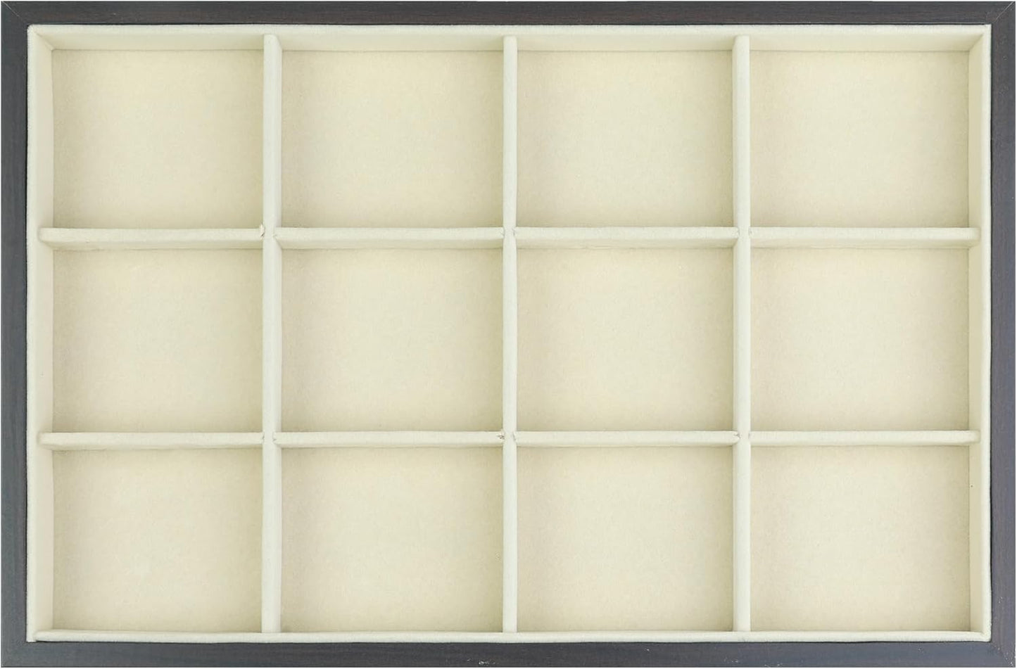 uxcell Velvet Jewelry Organizer Trays with Removable Dividers for Drawers, Jewelry Organizer Drawer Inserts Container Display Case 12 Grid Tray Black