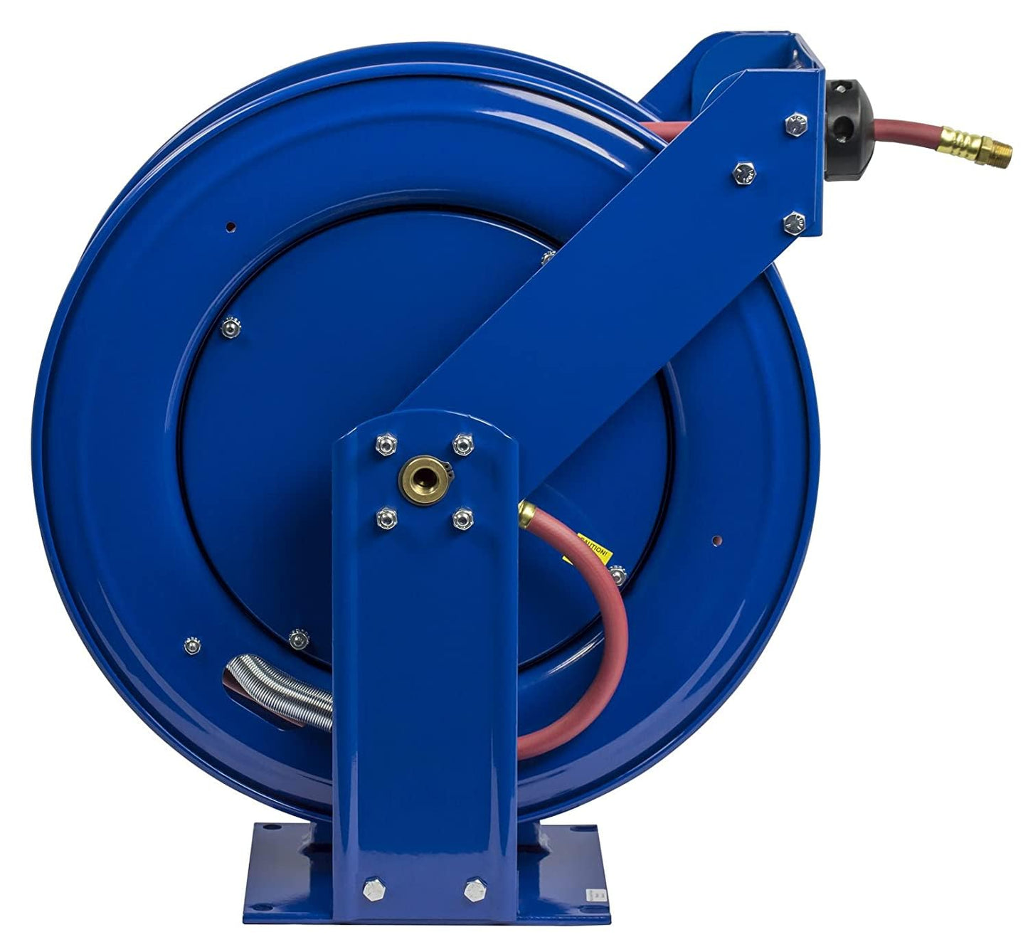 Coxreels TSH-N-475 Retractable Air, Water or Oil Hose Reel, T-Series, ½” x 75’ - Easy Maintenance with Brass Swivel and Multi-Position Mount Arm - Heavy-Duty Steel Construction, Made in USA, Blue