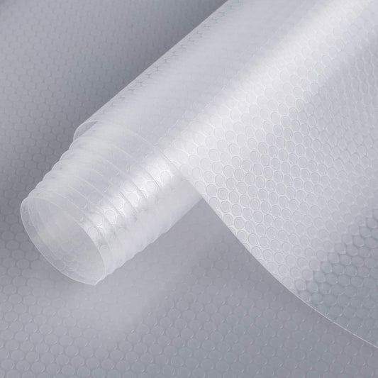 HooTown Refrigerator, Fridge, Shelf Liner and Drawer Mats 17.5 Inch Wide x 16.4 Feet Long, Non Slip EVA Plastic Washable Waterproof Pads for Kitchen Cabinet, Pantry Closet, Cupboard, Transparent