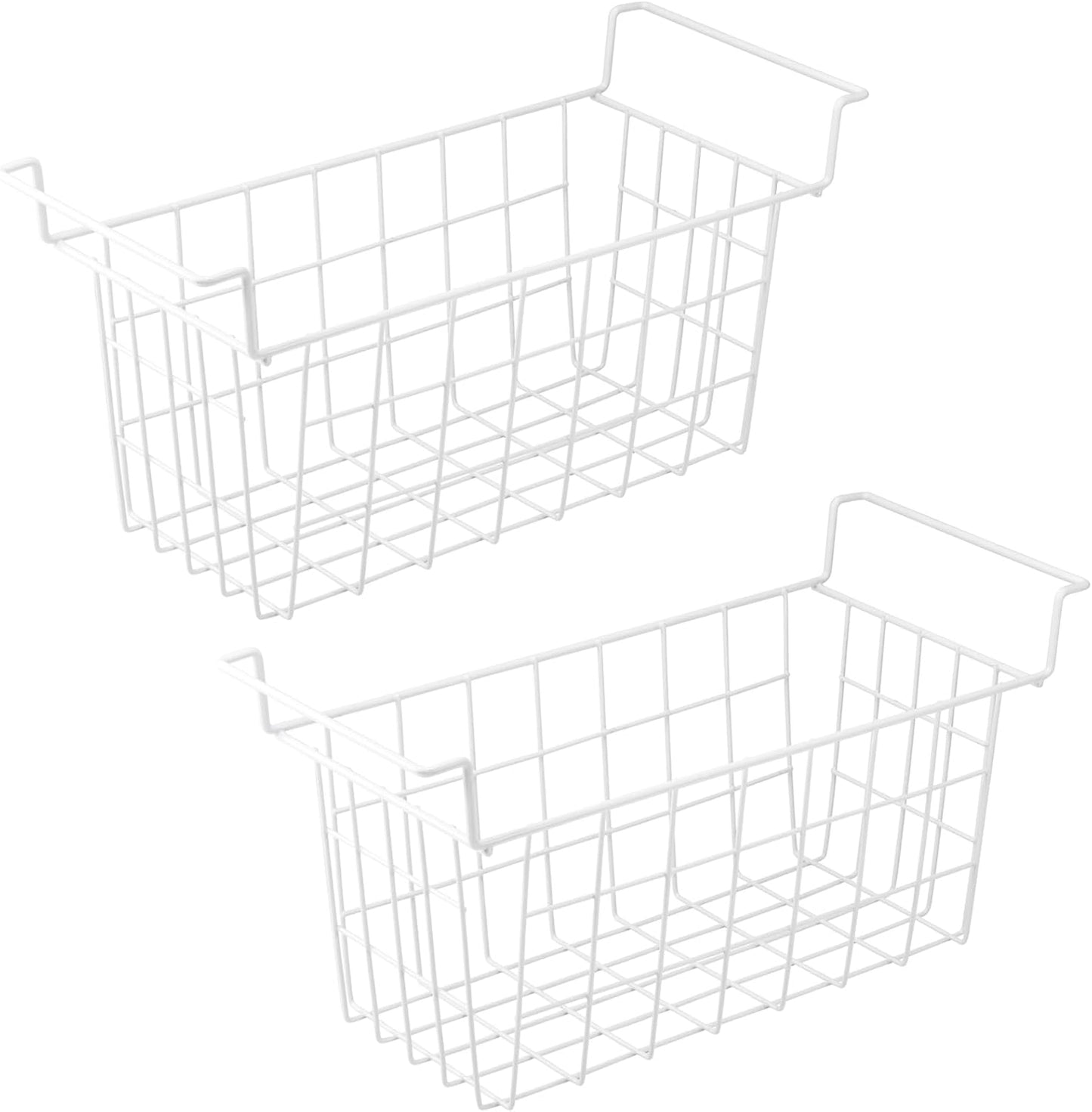 Orgneas 16.5 Inch Freezer Organizer Bins, Metal Wire Basket Bins, Replaces Chest Freezer Basket, Hangable, Sturdy, White