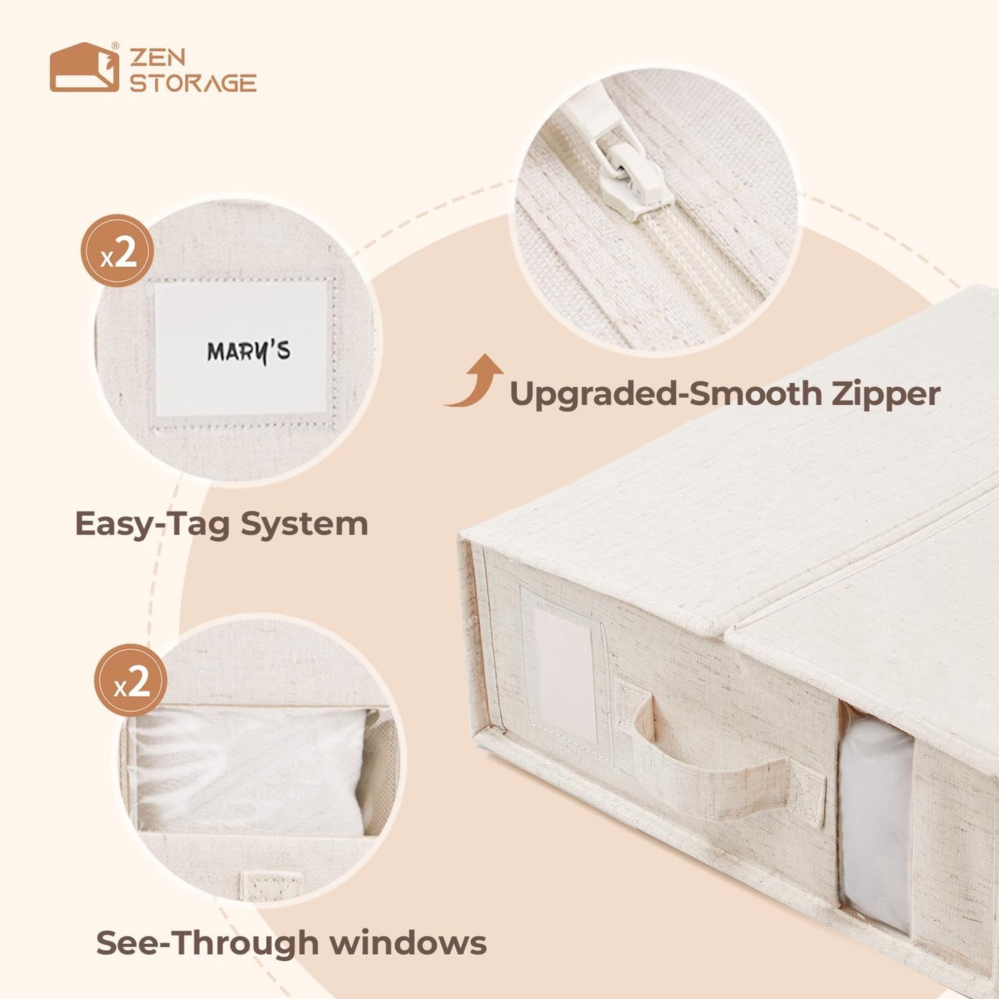 4Pack Linen Sheet Organizers and Storage - King/Queen Size Sheet Storage Organizer with Window, Foldable & Dustproof Sheet Organizer for Linen Closet for Summer Blankets & Sheet Sets,Off-white