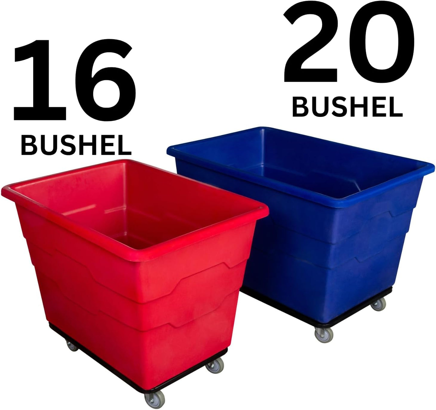 Commercial 20 Bushel Utility Cart with Steel Base, Poly Box Basket Truck, Laundry Cart, and Rolling Trash Bin, 51.5-Inch x 35.5-Inch x 36-Inch, 1000 Pound Weight Capacity, Red