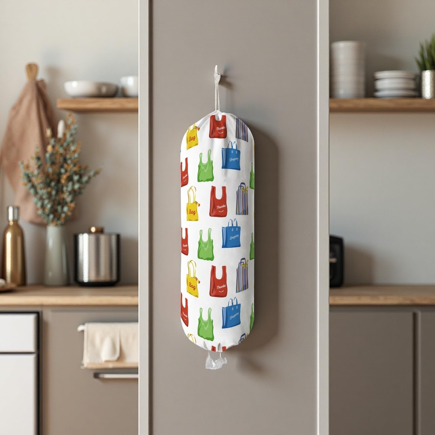 Plastic Bag Holder Wall Mount Grocery Bag Holder for Plastic Bags Organizer for Kitchen,Cute Cat Home Kitchen Decor Gifts for Women(Bag)