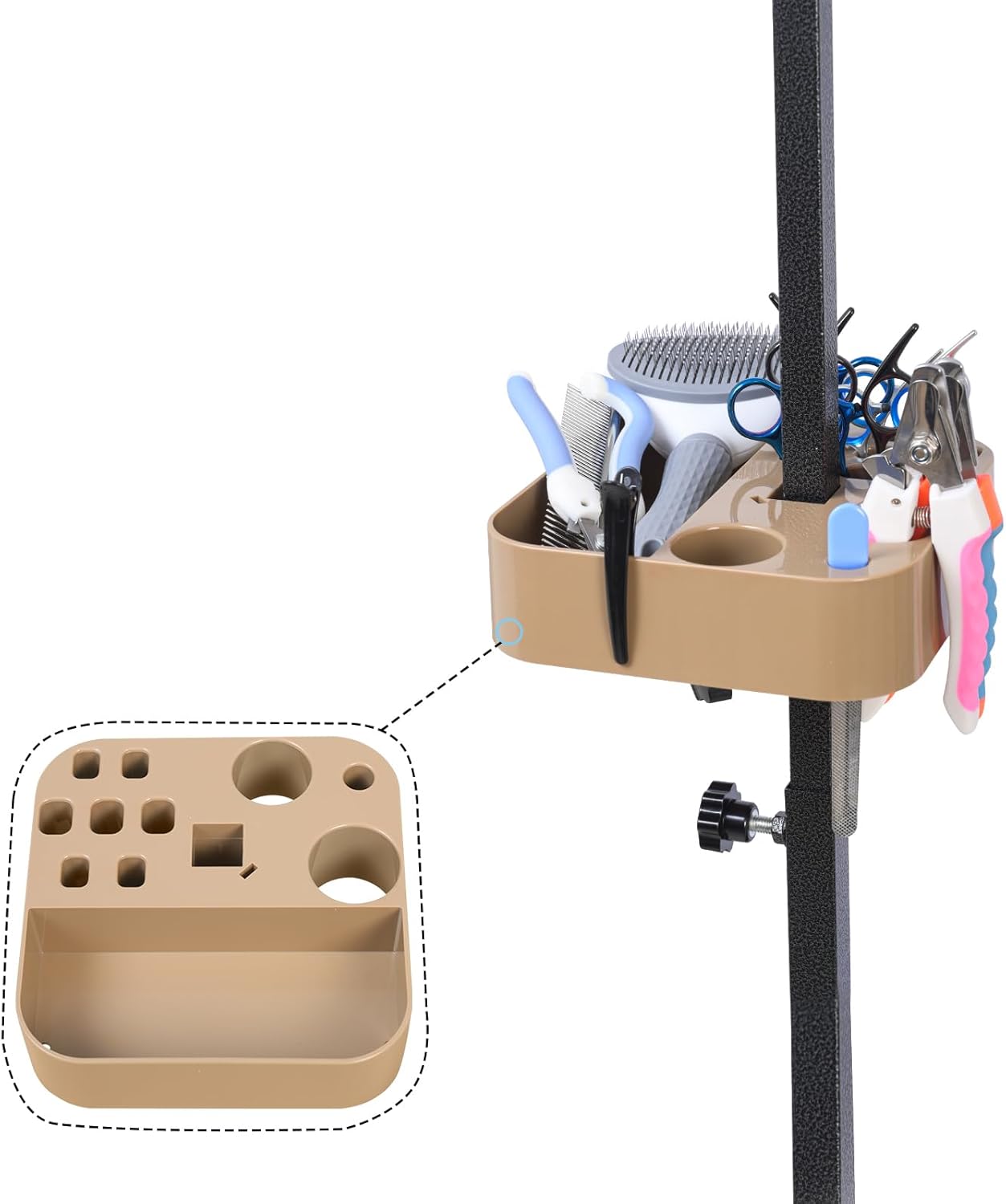 TopLove Adjustable Grooming Tool Organizer for Scissors, Brushes and Combs - Fits Most Beauty Arms