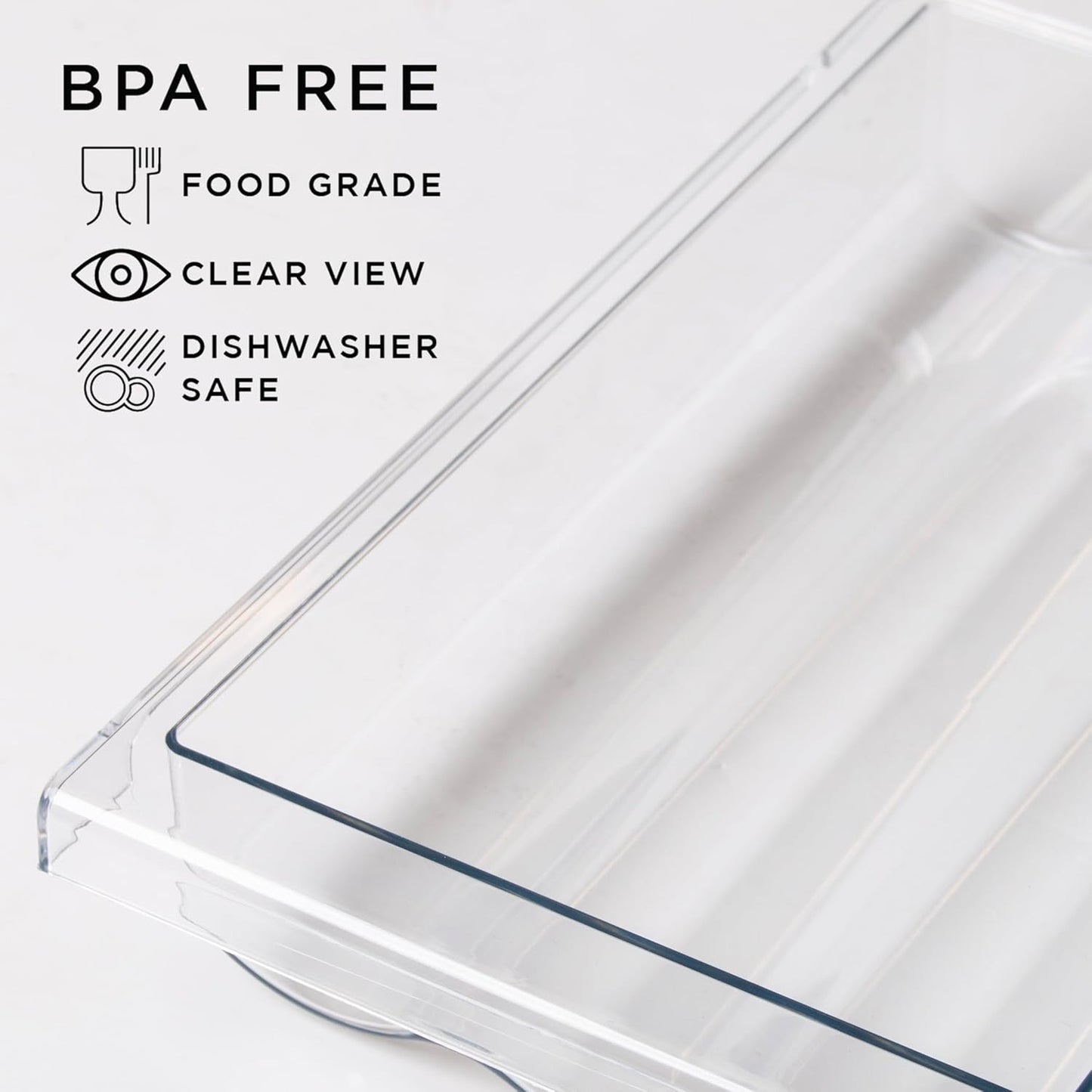 BINO | Pull-out Egg Holder Organizer | THE HANGER COLLECTION | Fridge Egg Drawer Organizer | Clear Egg Holder Tray for Refrigerator and Pantry | 18 Eggs Shelf Holder Storage Drawer