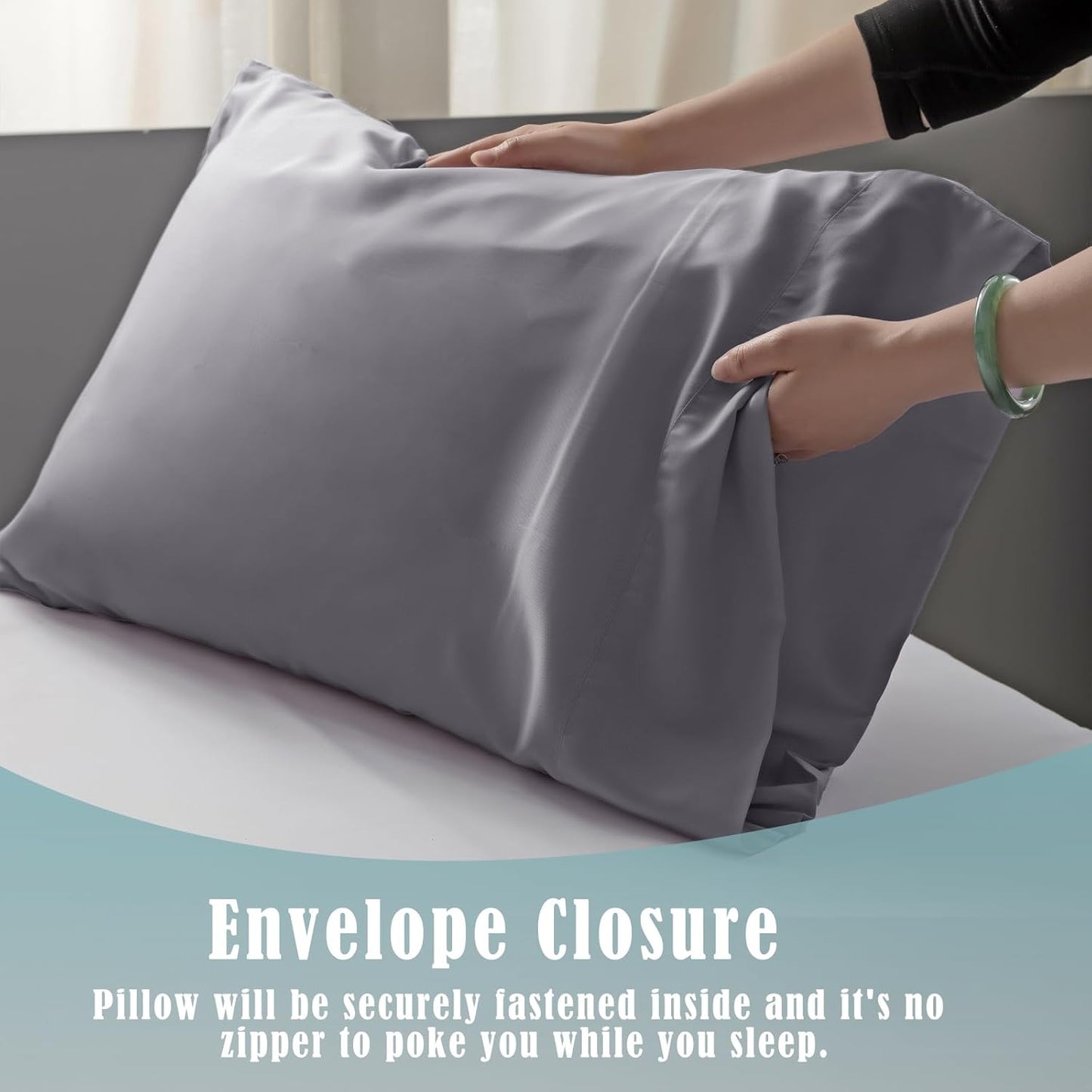 TELUS Pillow Cases Standard Size 2 Pack, Bamboo Rayon & Lyocell Pillowcase with Envelope Closure, Cooling Breathable Pillow Cover for Hot Sleeper & Night Sweats, 20x26 inch, Deep Grey