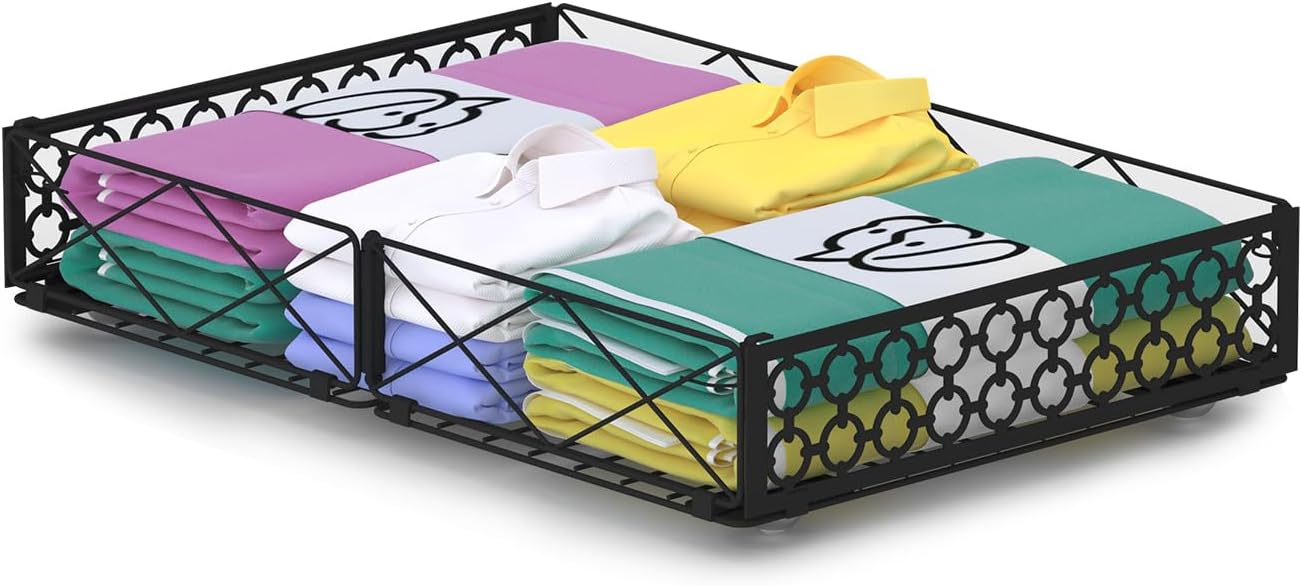 NADAMOO Under Bed Storage with Wheels, 1 Pack Rolling Under Bed Storage Containers, Foldable Metal Under the Bed Organizer Bins for Bedroom Clothes Shoes Blankets