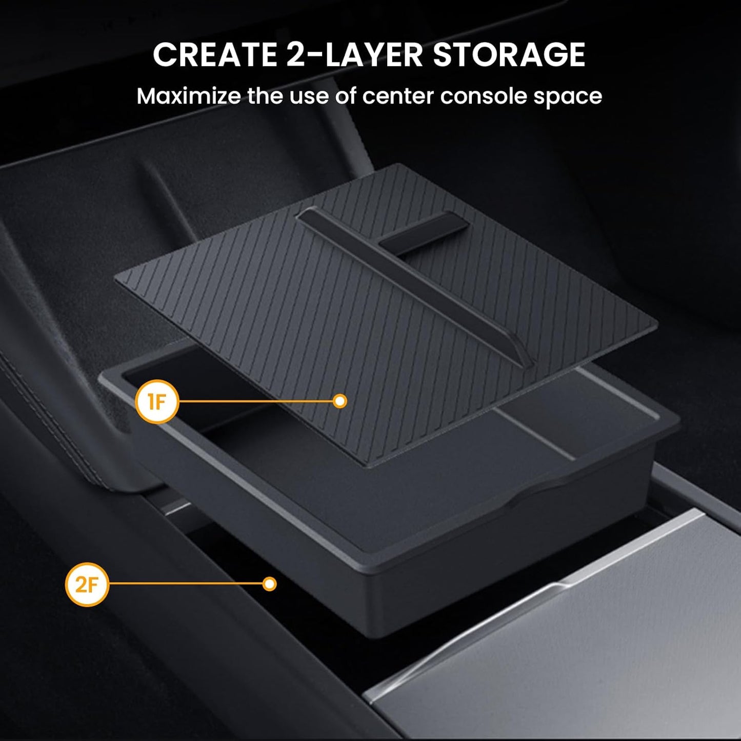 3PCS Center Console Organizer Tray for Tesla 2025 Model Y Juniper & Model 3 Highland 2025 2024, 2025 Upgrade Car Accessories with Center Console Storage Tray Armrest Hidden Storage Box