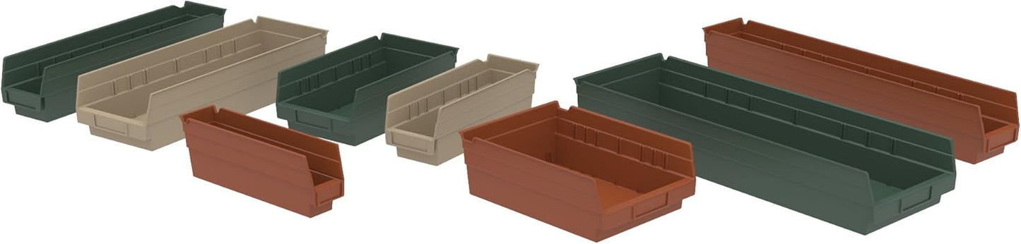 Akro-Mils 30150 12-Inch by 8-Inch by 4-Inch Plastic Nesting Shelf Bin Box, Sandstone, Case of 12