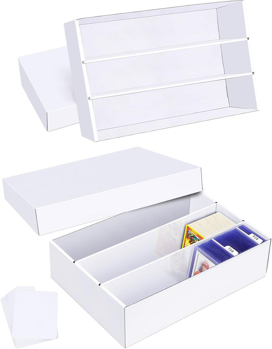 Trading Card Storage Box 2 Pack–2400 Count Cardboard Organizer with Dividers for MTG, TCG, Sports, Toploader, Commander