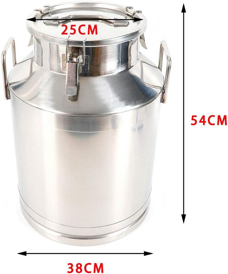 Stainless Steel Milk Can Heavy Duty Milk Jug Milk Bucket Water Jug Ice Bucket Wine Pail Bucket Bottle Tote Jug with Sealed Lid Liquid Storage (50L)