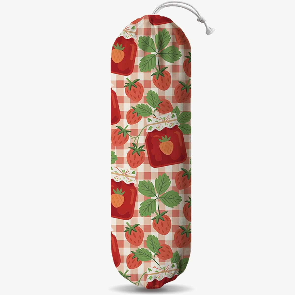 Fruits Plastic Bag Holder, Strawberry Grocery Bags Storage Organizer, Reusable Shopping Bags Holder Dispenser for Kitchens Pantry, Housewarming Gift, Kitchen Pattern Garbage Bag 45