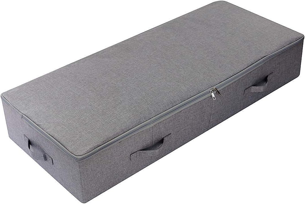 iwill CREATE PRO Under Bed Storage Bin, 100cm Large Foldable Container with Lid | 39.4"x16.9"x7" Dust-Proof Washable Organizer for Shoes, Clothing, Bedding | Durable Plastic Board, Dark Gray