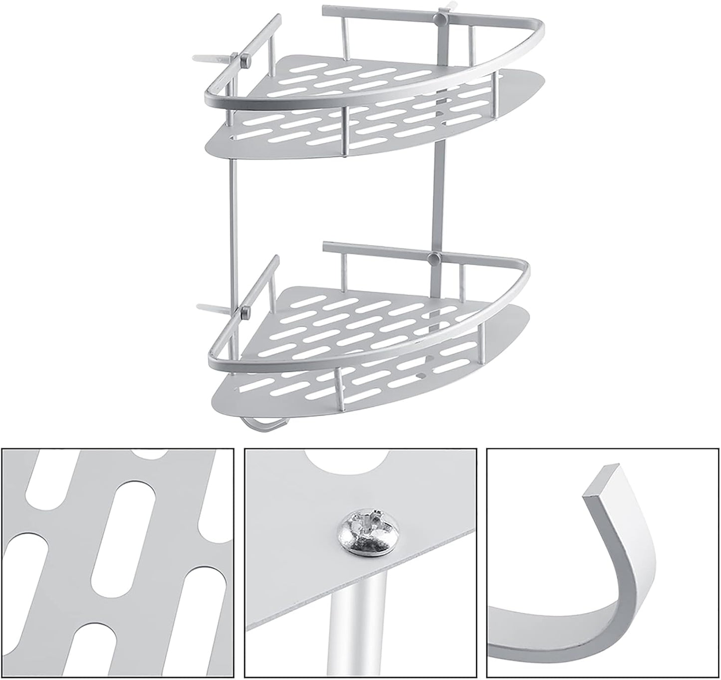 flexman Corner Shower Caddy, Simple Aluminum Bathroom Shower Shelves, Shower Corner Shelf for Store Shampoo, Cleaning Supplies