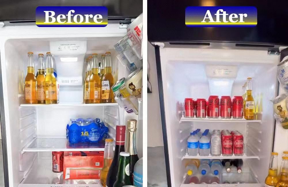 Soda Can Dispenser for Refrigerator,Automatic Pusher Glide Refrigerator Organizer and Adjustable Width - Storage 30 Cans