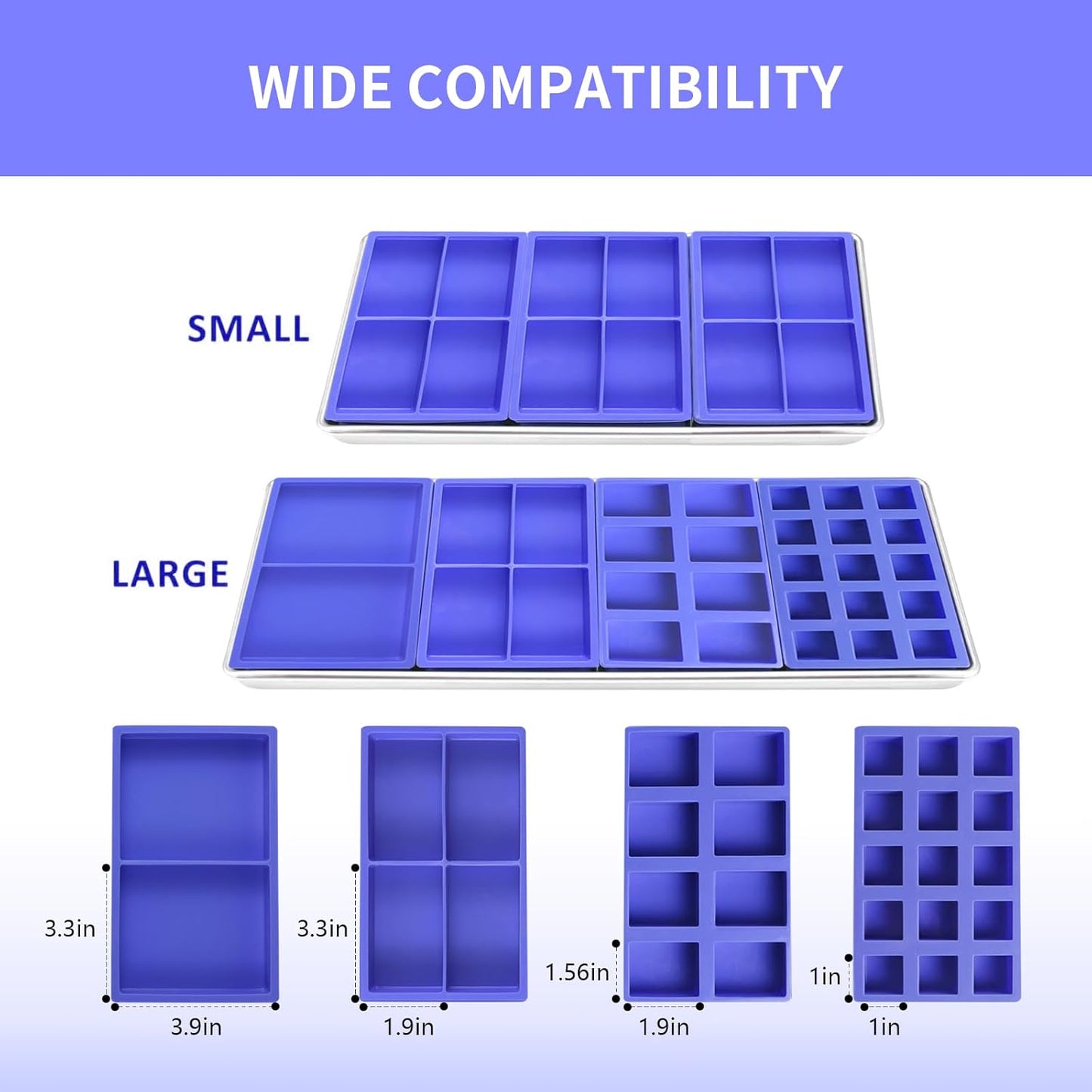 4 Pcs Silicone Tray Dividers for Harvest Right Freeze Dryer,Silicone Food Molds for Harvest right freeze dryer accessories，Reusable Dryer Food Freezer Trays (Purple,4 Cavities)